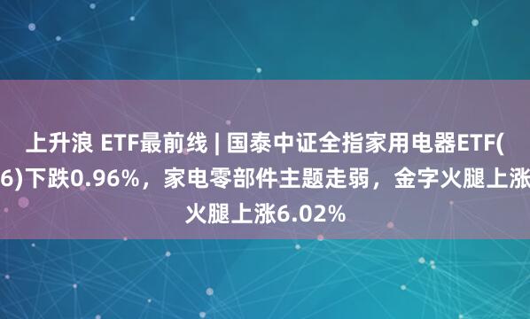 上升浪 ETF最前线 | 国泰中证全指家用电器ETF(159996)下跌0.96%，家电零部件主题走弱，金字火腿上涨6.02%